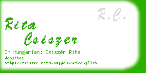 rita csiszer business card